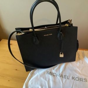 Michael Kors black leather tote with strap